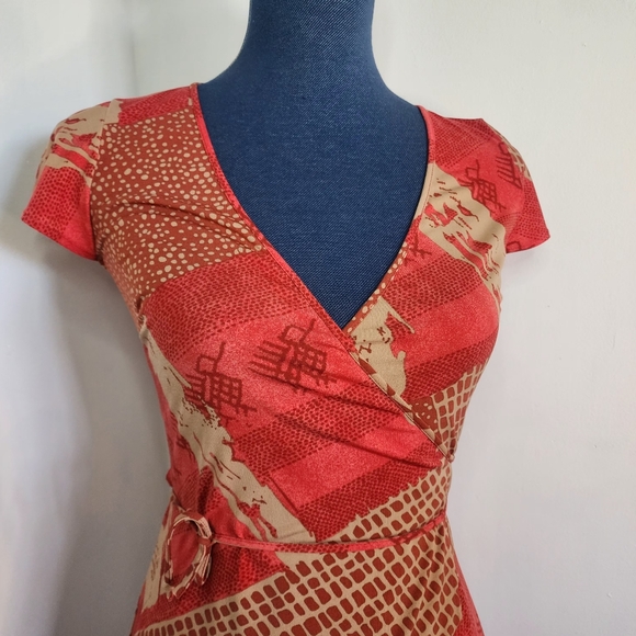 BCBGMaxAzria Red Print Wrap Dress - Picture 3 of 10